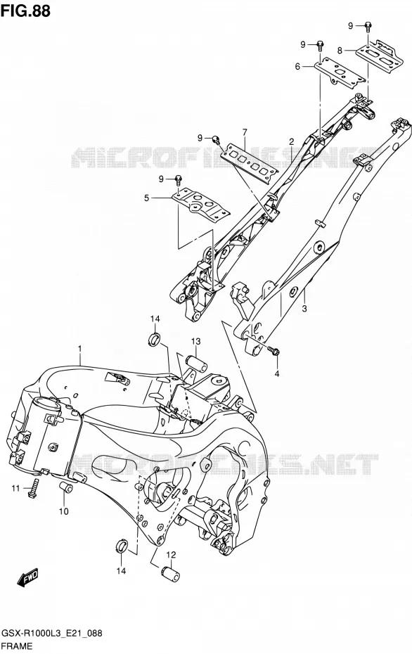 FRAME (GSX-R1000UFL3 E21) Suzuki MOTO 1000 GSX-R 2013  GSX-R1000 L3/GSX-R1000Z L3 (E24)
