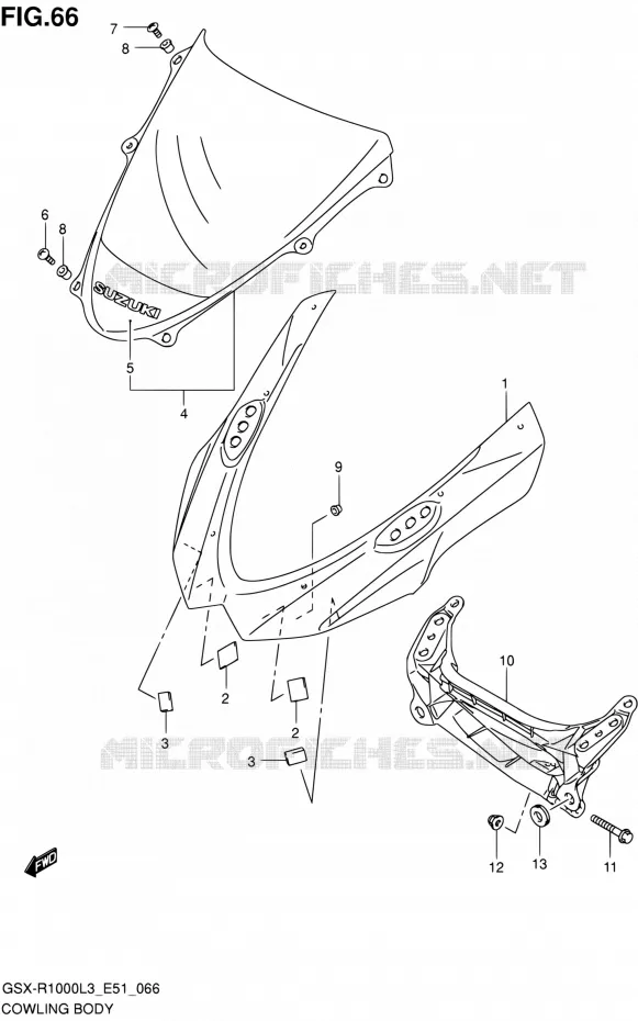 KUIP - ETIKETTEN (GSX-R1000L3 E51) Suzuki MOTO 1000 GSX-R 2013  GSX-R1000 L3/GSX-R1000Z L3 (E51)