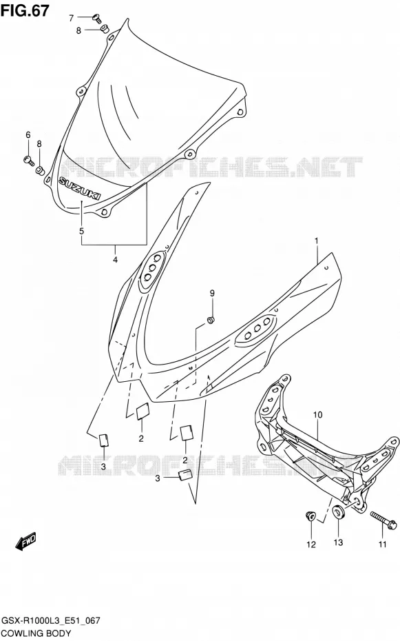 KUIP - ETIKETTEN (GSX-R1000ZL3 E51) Suzuki MOTO 1000 GSX-R 2013  GSX-R1000 L3/GSX-R1000Z L3 (E51)