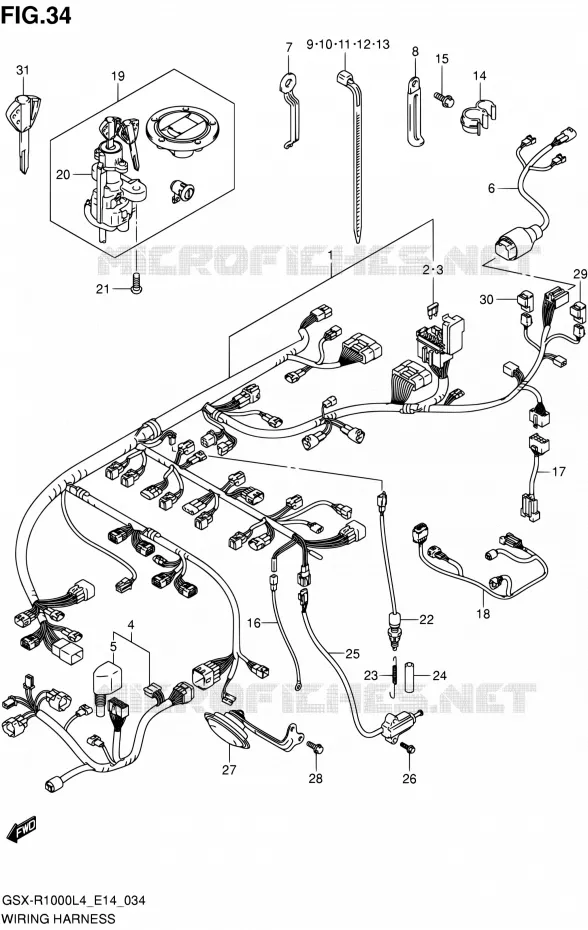 BEDRADING Suzuki MOTO 1000 GSX-R 2014  GSX-R1000 L4 (E14)