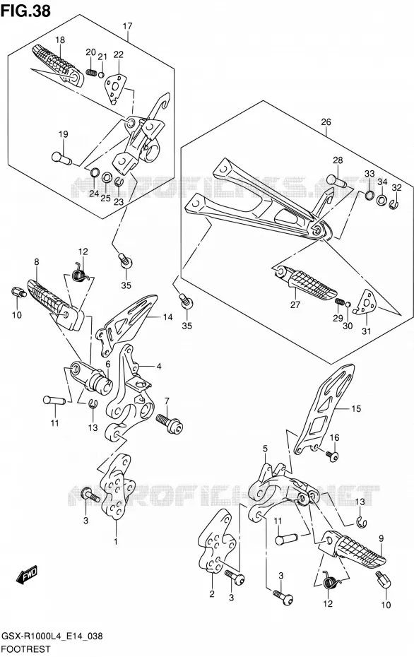 FOOTREST Suzuki MOTO 1000 GSX-R 2014  GSX-R1000 L4 (E14)