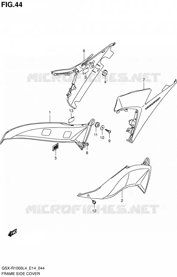 FRAME ZIJKLEP Suzuki MOTO 1000 GSX-R 2014  GSX-R1000 L4 (E14)