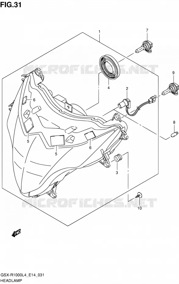 KOPLAMP Suzuki MOTO 1000 GSX-R 2014  GSX-R1000 L4 (E14)