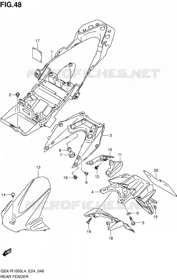 ACHTERSPATBORD Suzuki MOTO 1000 GSX-R 2014  GSX-R1000 L4 (E24)