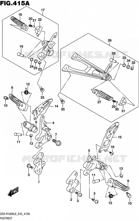 FOOTREST Suzuki MOTO 1000 GSX-R 2016  GSX-R1000 L6 (E43)