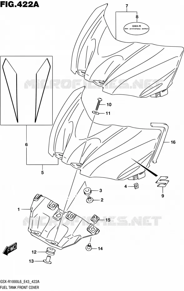 FUEL TANK VOORKLEP (GSX-R1000L6 E43) Suzuki MOTO 1000 GSX-R 2016  GSX-R1000 L6 (E43)