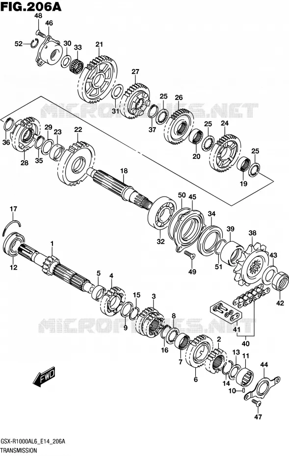 TRANSMISSION Suzuki MOTO 1000 GSX-R 2016  GSX-R1000A L6 (E14)