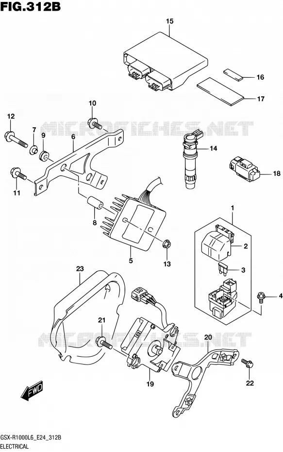 ELEKTRISCH (GSX-R1000AL6 E24) Suzuki MOTO 1000 GSX-R 2016  GSX-R1000A L6 (E24)