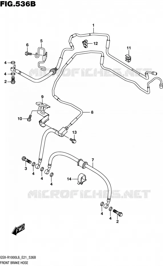 FRONT REMSLANG (GSX-R1000AL6 E21) Suzuki MOTO 1000 GSX-R 2016  GSX-R1000UF L6 (E21)
