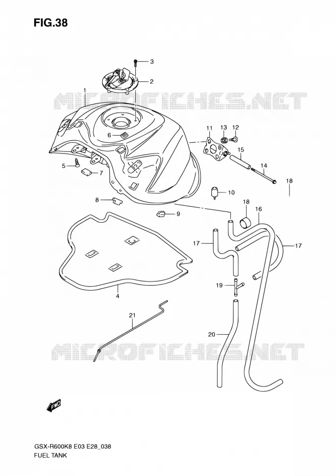 BENZINETANK (MODEL K8) Suzuki MOTO 600 GSX-R 2010  GSX-R600 L0 (E03,E28,E33)