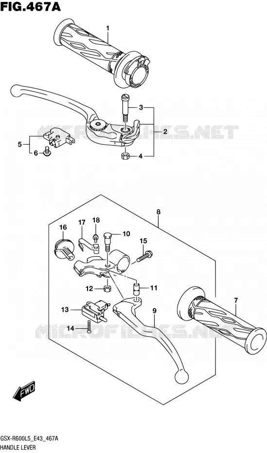 HANDGRIPS - LEVERS Suzuki MOTO 600 GSX-R 2015  GSX-R600 L5 (E43)