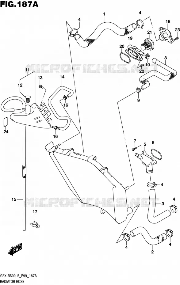RADIATOR SLANG Suzuki MOTO 600 GSX-R 2015  GSX-R600 L5 (E99)