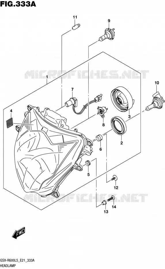 KOPLAMP (GSX-R600L5 E21) Suzuki MOTO 600 GSX-R 2015  GSX-R600UF L5 (E21)