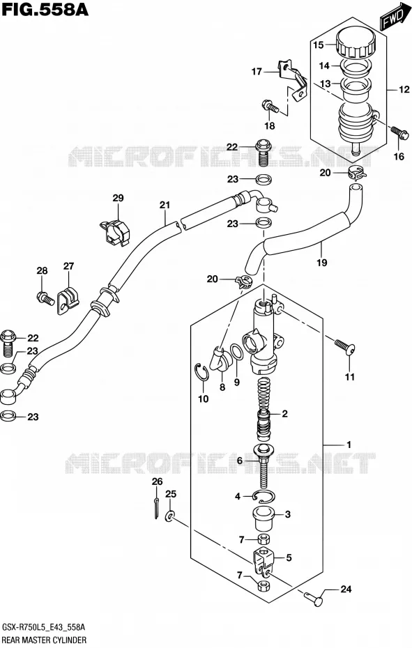 ACHTER HOOFDREMCILINDER Suzuki MOTO 750 GSX-R 2015  GSX-R750 L5 (E43)