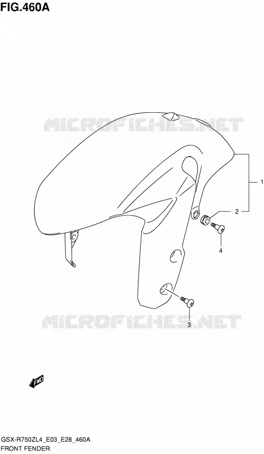 FRONT FENDER Suzuki MOTO 750 GSX-R 2014  GSX-R750Z L4 (E03,E28,E33)