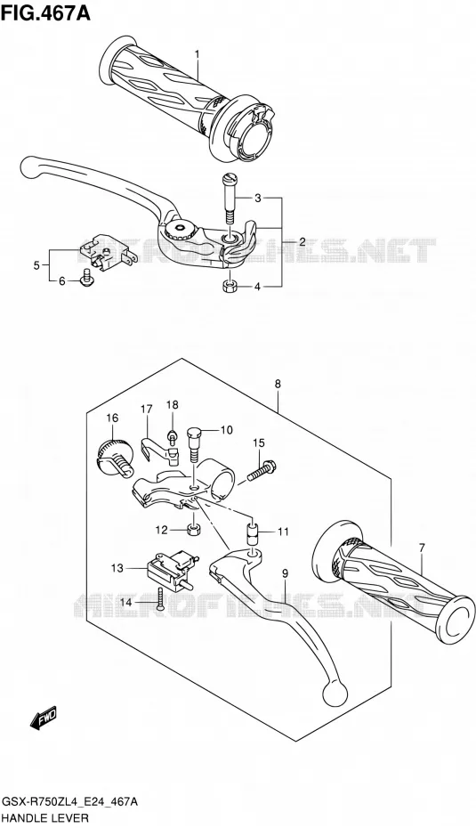 HANDGRIPS - LEVERS Suzuki MOTO 750 GSX-R 2014  GSX-R750Z L4 (E24)