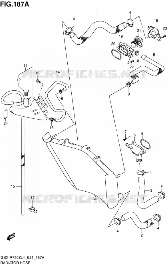 RADIATOR SLANG Suzuki MOTO 750 GSX-R 2014  GSX-R750ZUF L4 (E21)