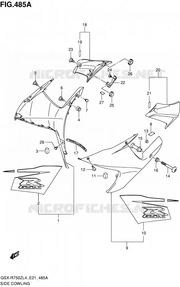 SIDE KUIP Suzuki MOTO 750 GSX-R 2014  GSX-R750ZUF L4 (E21)