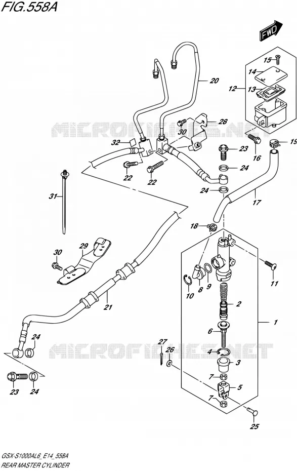 ACHTER HOOFDREMCILINDER Suzuki MOTO 1000 GSX-S 2016  GSX-S1000A L6 (E14)