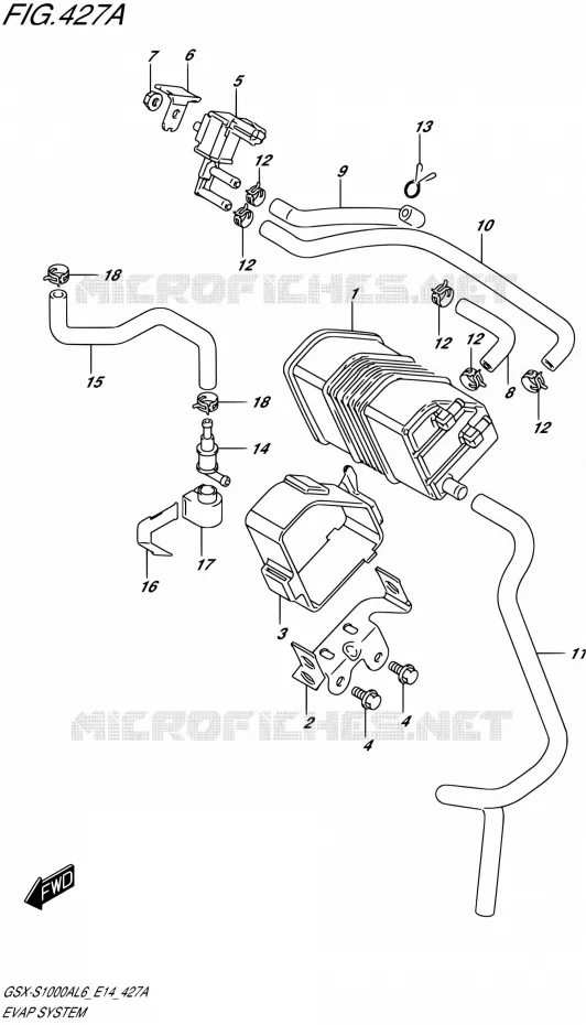 FUEL EVAP SYSTEM Suzuki MOTO 1000 GSX-S 2016  GSX-S1000A L6 (E14)