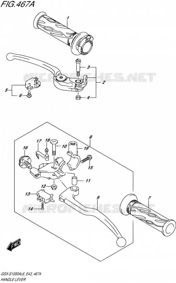 HANDGRIPS - LEVERS Suzuki MOTO 1000 GSX-S 2016  GSX-S1000A L6 (E43)