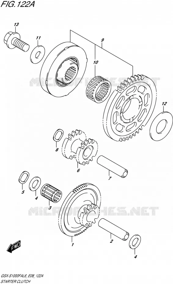 STARTMOTOR CLUTCH Suzuki MOTO 1000 GSX-S 2016  GSX-S1000FA L6 (E08)