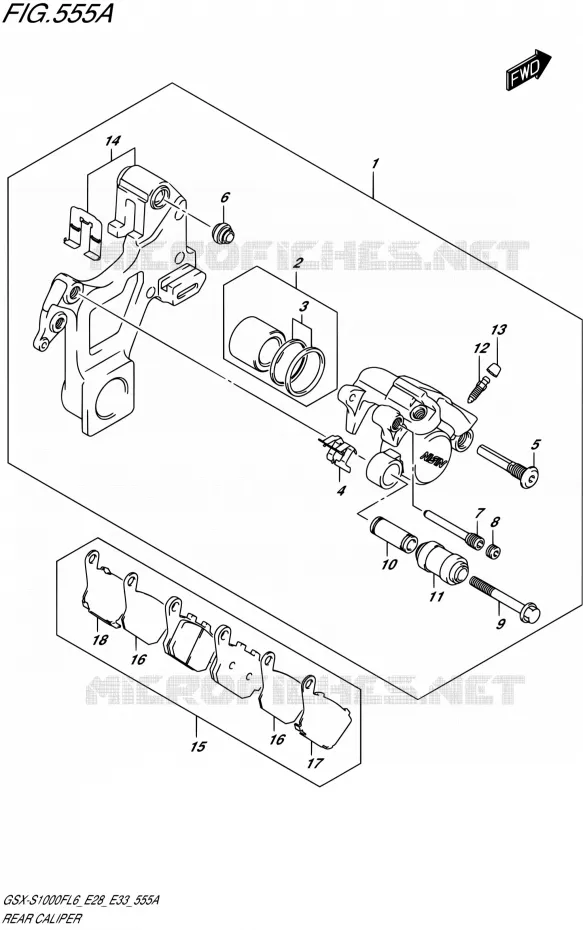 REAR CALIPER Suzuki MOTO 1000 GSX-S 2016  GSX-S1000FA L6 (E28 E33)