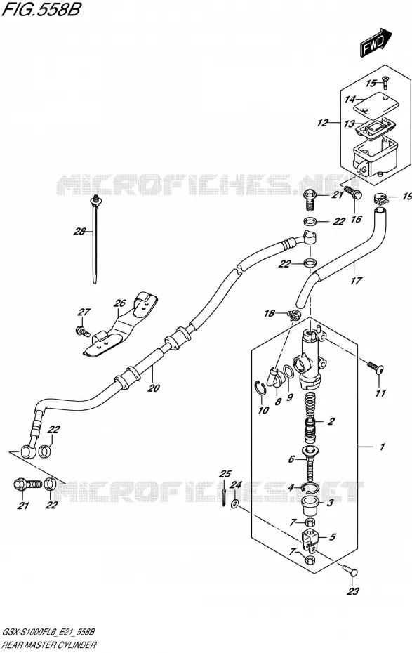 ACHTER HOOFDREMCILINDER (GSX-S1000FUFL6 E21) Suzuki MOTO 1000 GSX-S 2016  GSX-S1000FUF L6 (E21)