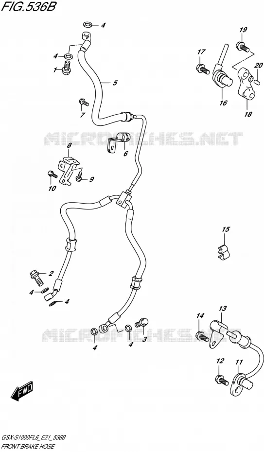 FRONT REMSLANG (GSX-S1000FUFL6 E21) Suzuki MOTO 1000 GSX-S 2015  GSX-S1000FUF L6 (E21)