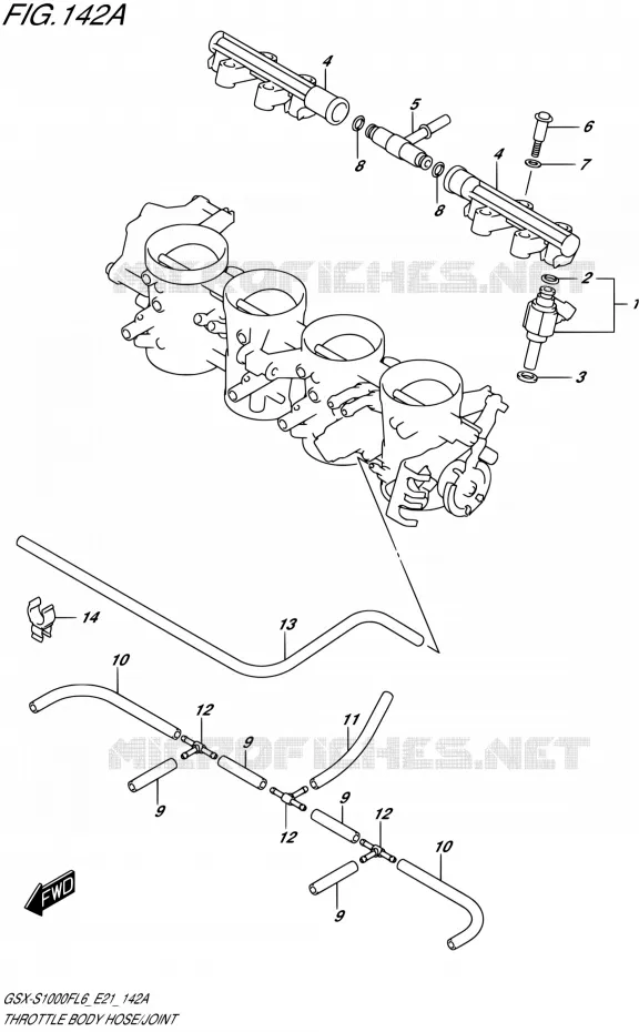 GASKLEPHUIS (GSX-S1000FL6 E21) Suzuki MOTO 1000 GSX-S 2015  GSX-S1000FUF L6 (E21)