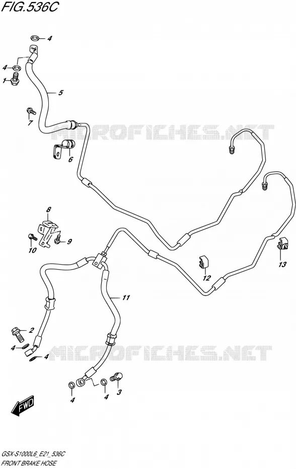 FRONT REMSLANG (GSX-S1000AL6 E21) Suzuki MOTO 1000 GSX-S 2016  GSX-S1000UF L6 (E21)