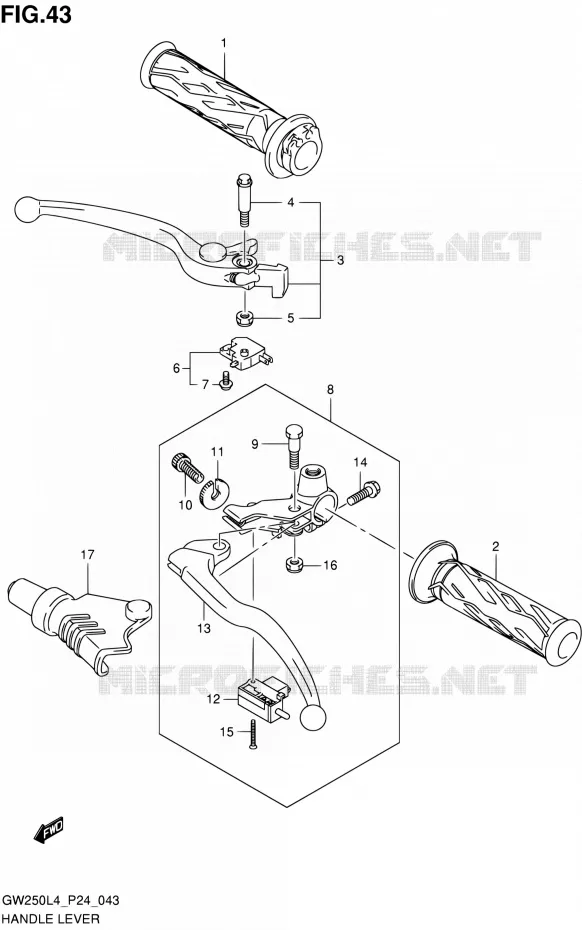 HANDGRIPS - LEVERS Suzuki MOTO 250 INAZUMA 2014  GW250 L4 (P24)
