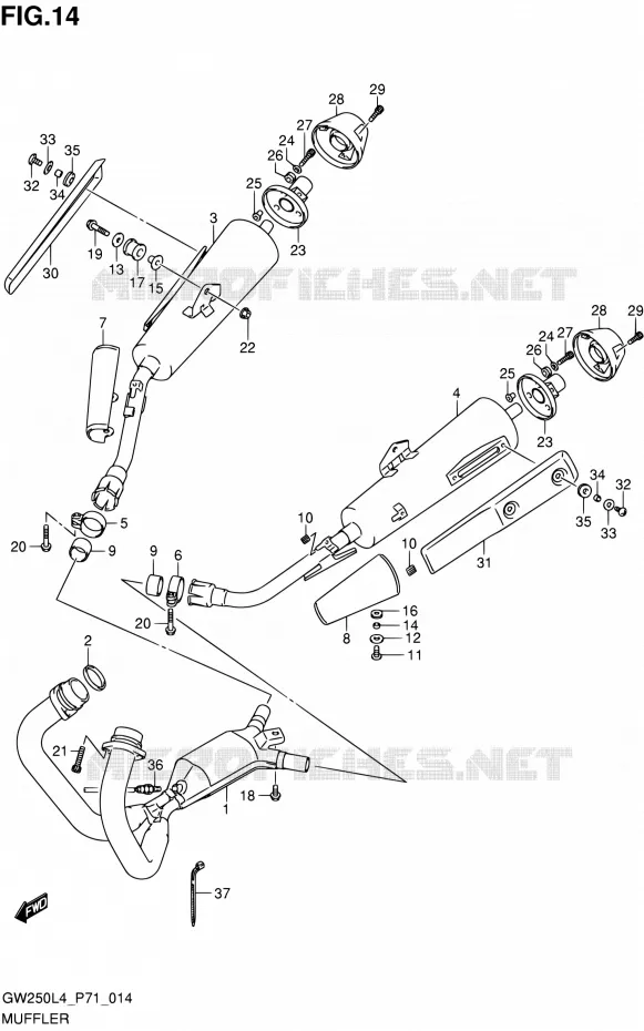 GELUIDDEMPER Suzuki MOTO 250 INAZUMA 2014  GW250 L4 (P71)