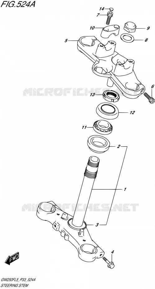 STUURKOLOM Suzuki MOTO 250 INAZUMA 2015  GW250F L5 (P03,P28,P33)