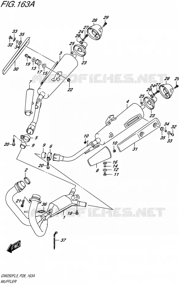 GELUIDDEMPER Suzuki MOTO 250 INAZUMA 2015  GW250F L5 (P28)