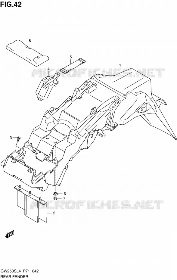 ACHTERSPATBORD Suzuki MOTO 250 INAZUMA 2014  GW250S L4 (P71)