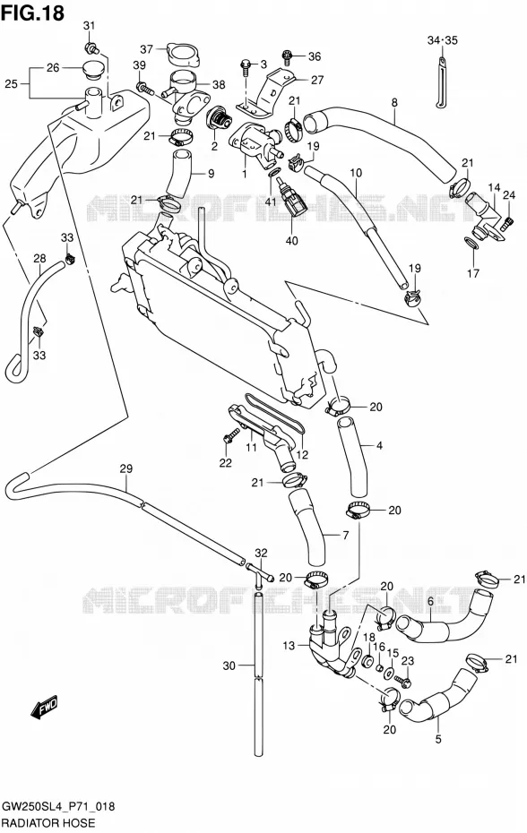 RADIATOR SLANG (UP TO 2014-2) Suzuki MOTO 250 INAZUMA 2014  GW250S L4 (P71)
