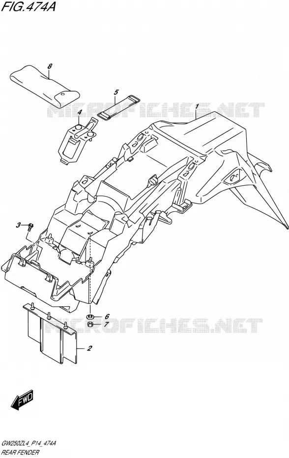 ACHTERSPATBORD Suzuki MOTO 250 INAZUMA 2014  GW250Z L4 (P14)
