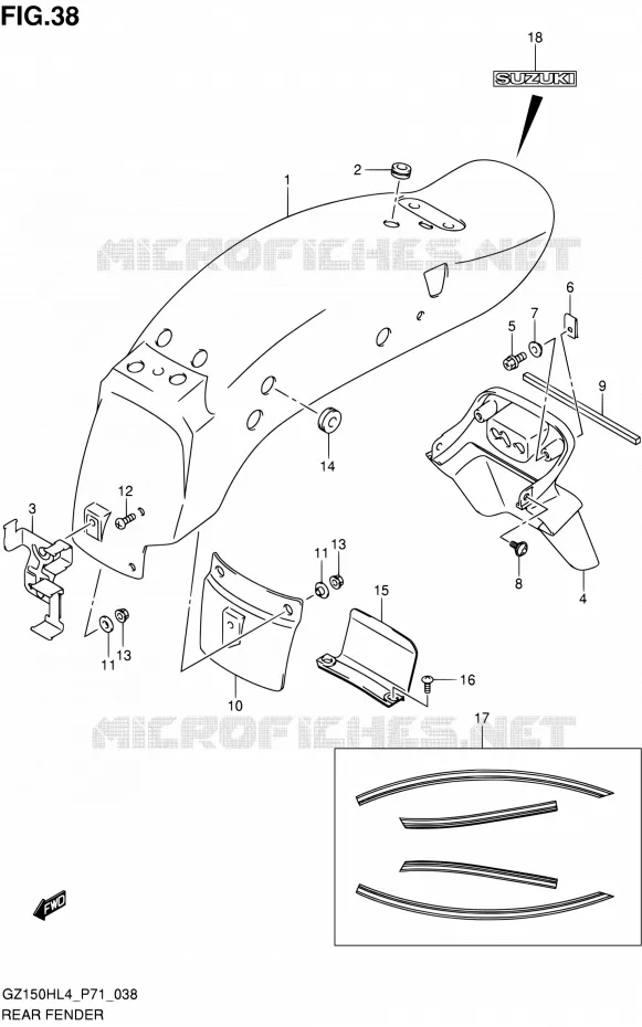 ACHTERSPATBORD Suzuki MOTO 150 GZ 2014  GZ150H L4 (P71)