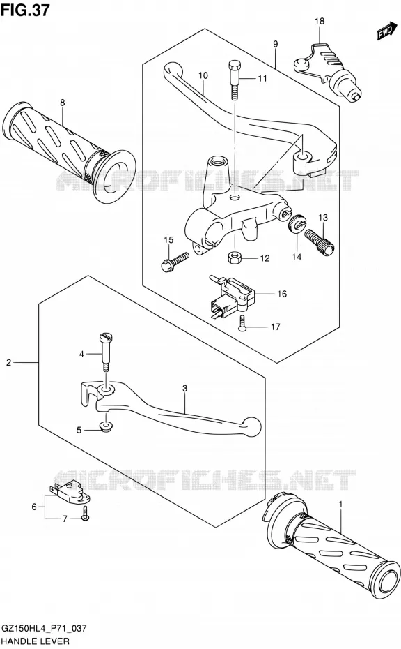 HANDGRIPS - LEVERS Suzuki MOTO 150 GZ 2014  GZ150H L4 (P71)
