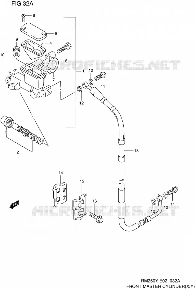 FRONT HOOFDREMCILINDER (MODELE X/Y) Suzuki MOTO 250 RM 2000  RM250 Y (E02)