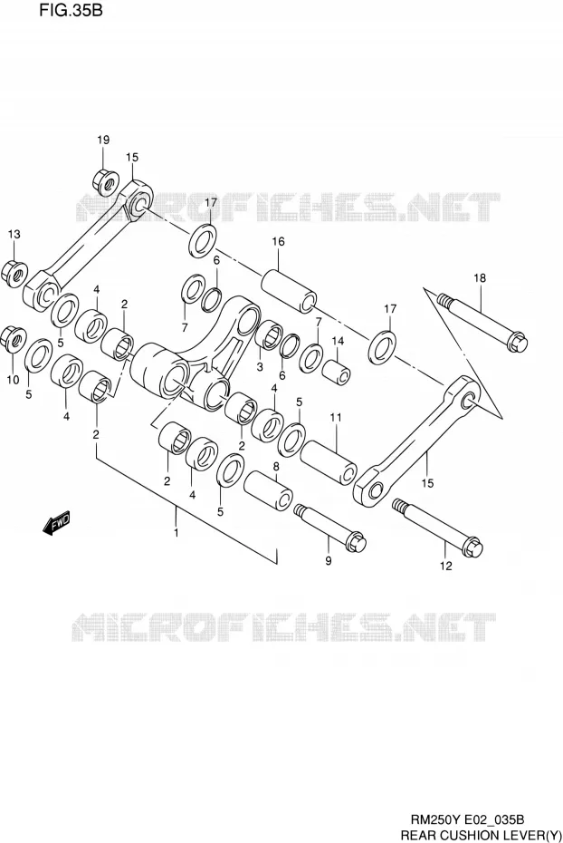 SCHOKBREKER AANEENSCHAKELING (MODELE Y) Suzuki MOTO 250 RM 2000  RM250 Y (E02)