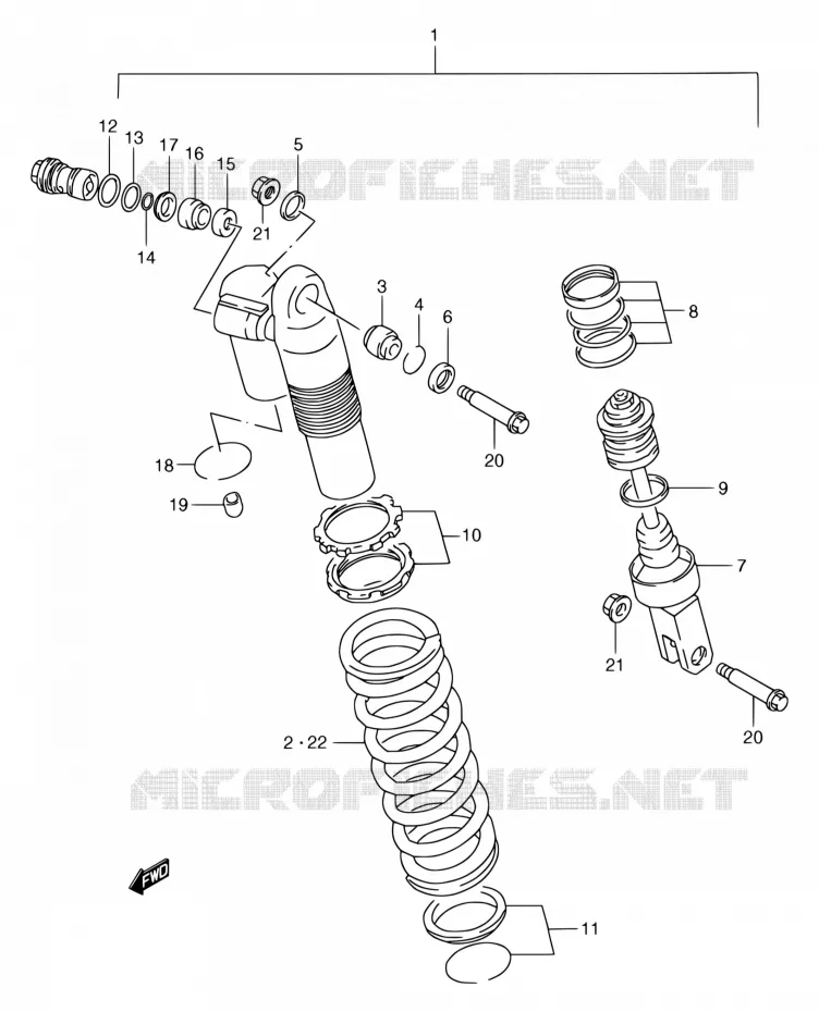 SCHOKDEMPER (MODELE Y) Suzuki MOTO 250 RM 2000  RM250 Y (E02)