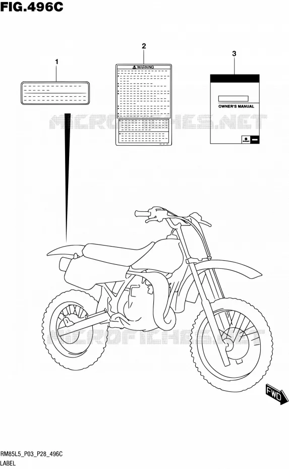 ETIKET (RM85LL5 P28) Suzuki MOTO 85 RM 2015  RM85L L5 (P03,P28,P33)