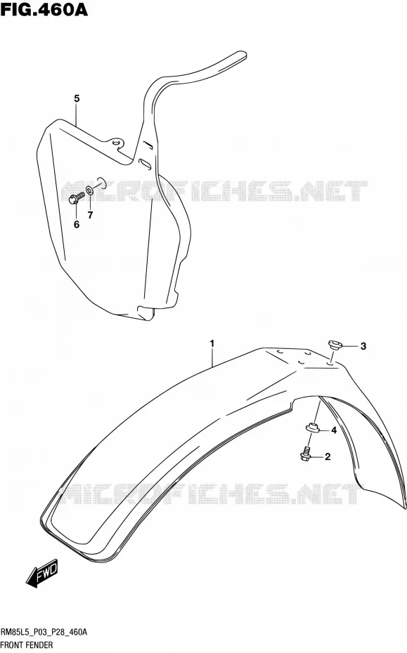 FRONT FENDER Suzuki MOTO 85 RM 2015  RM85L L5 (P03,P28,P33)