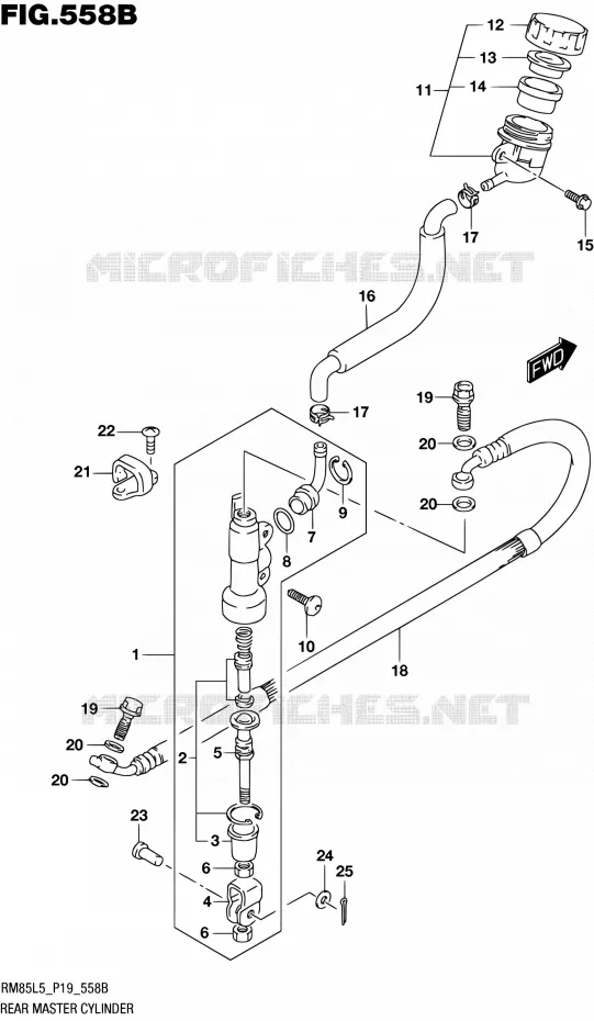 ACHTER HOOFDREMCILINDER (RM85LL5 P19) Suzuki MOTO 85 RM 2015  RM85L L5 (P19)