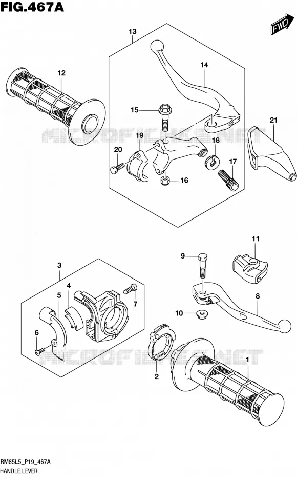 HANDGRIPS - LEVERS Suzuki MOTO 85 RM 2015  RM85L L5 (P19)