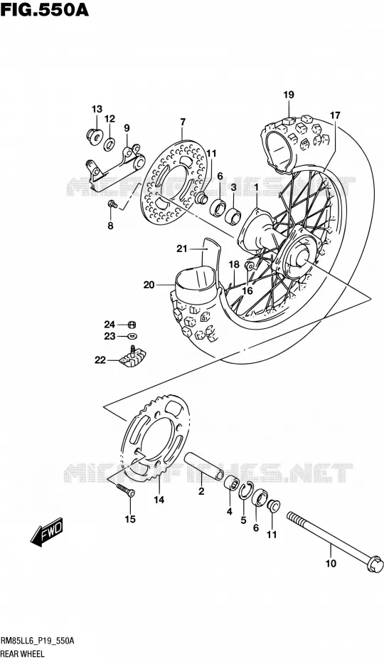ACHTERWIEL Suzuki MOTO 85 RM 2016  RM85L L6 (P19)