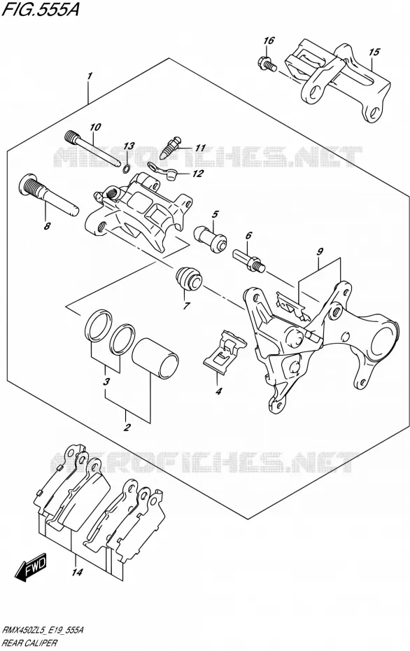 REAR CALIPER Suzuki MOTO 450 RMX 2015  RMX450Z L5 (E19)