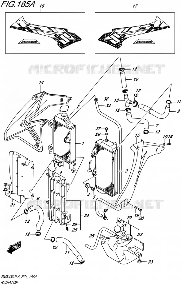 RADIATOR Suzuki MOTO 450 RMX 2015  RMX450Z L5 (E71)
